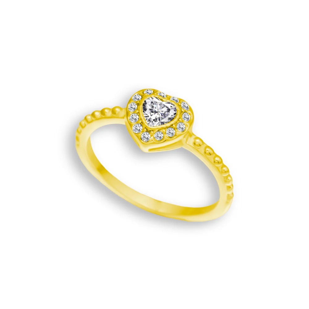 Gold Heart Ring with Crystals